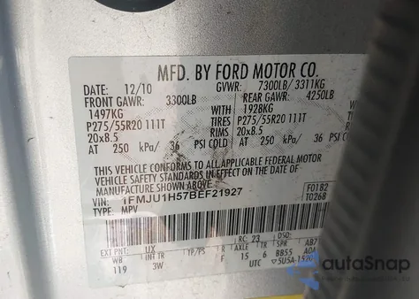 2011 Ford Expedition Xlt from USA, damaged, VIN 1FMJU1H57BEF21927